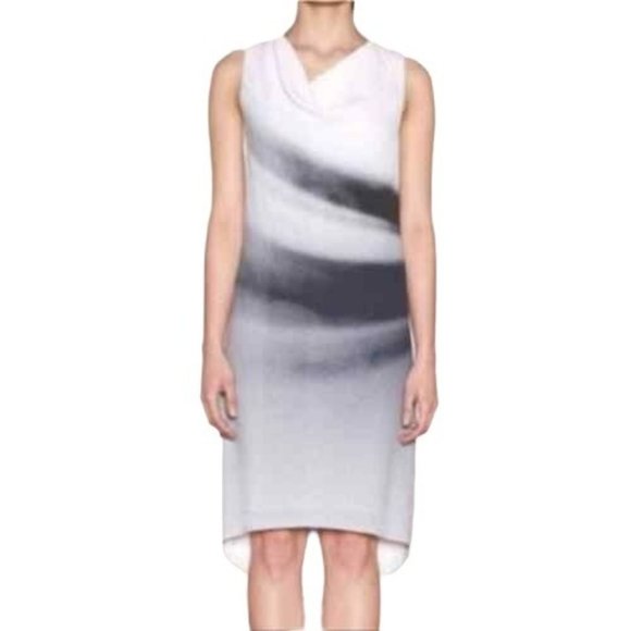 Helmut Lang Beam Shift Dress Sleeveless Hi-Low Midi 10 M Grey scale NWT - Picture 14 of 16